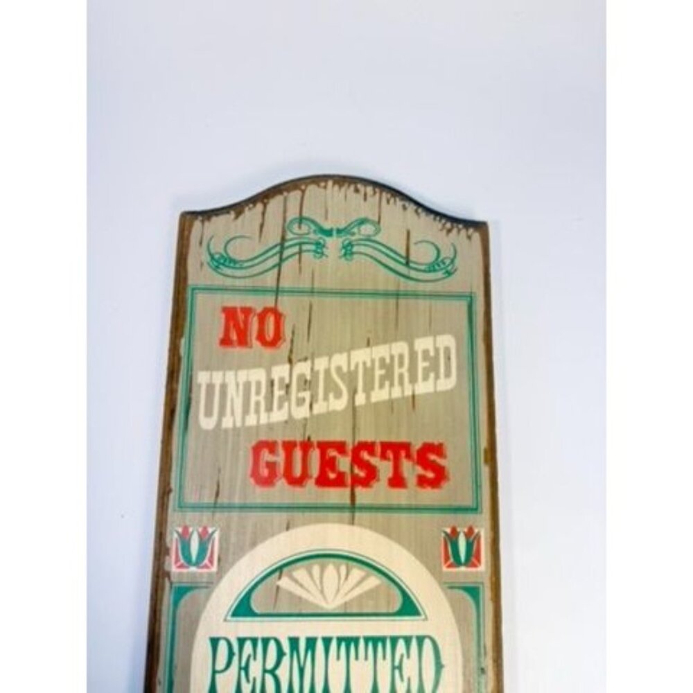 Wooden Western Saloon Sign No Unregistered Guest Upstairs Vintage YorkKraft - Picture 3 of 15